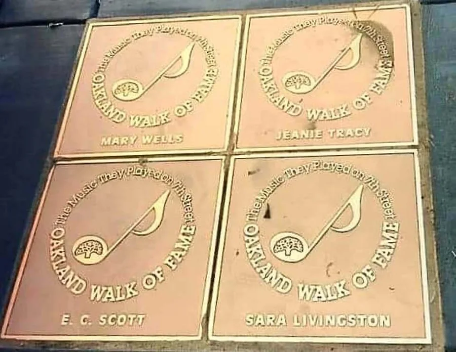 Oakland Walk of Fame plaques including E.C. Scott